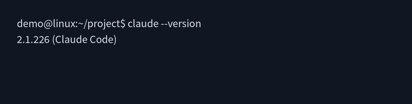 Claude Code 2.1.226 버전을 확인한 실제 터미널 화면