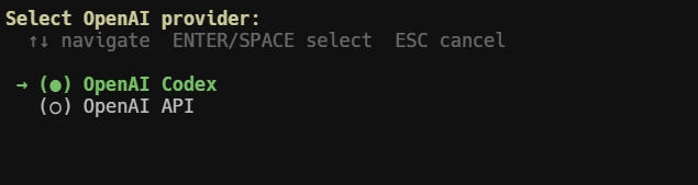 Hermes OpenAI 설정에서 OpenAI Codex OAuth 선택